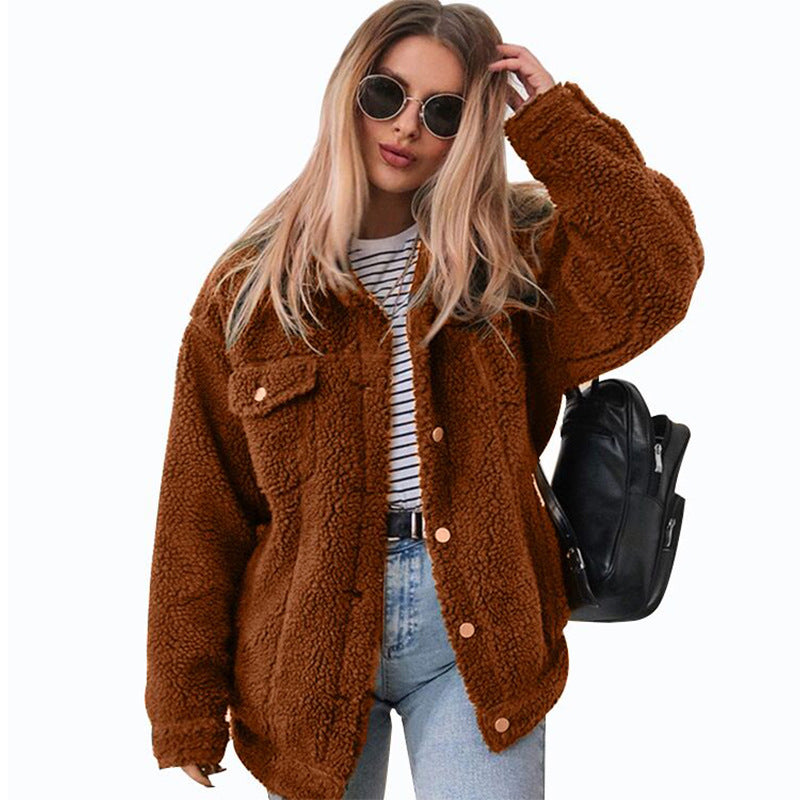 Sherpa Camel Warm Soft Plush Fur Jacket