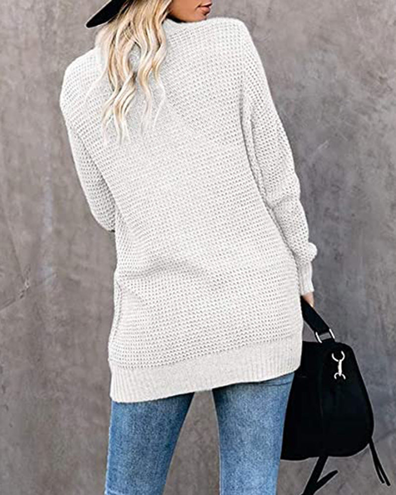 Curved Fly Pocket Sweater Cardigan