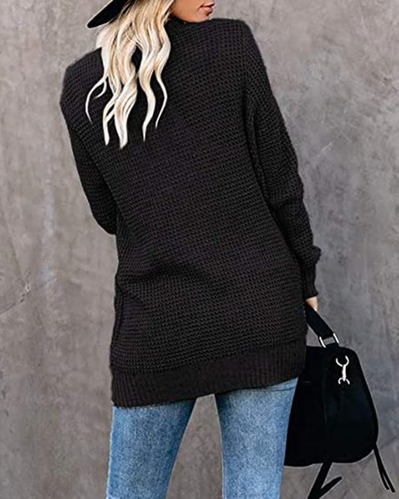 Curved Fly Pocket Sweater Cardigan