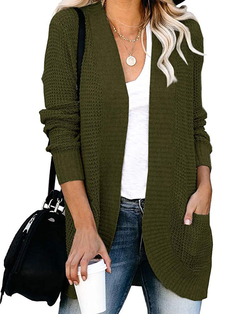 Curved Fly Pocket Sweater Cardigan